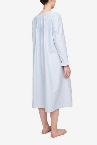 Alexandrine Nightie Blue Oxford Stripe