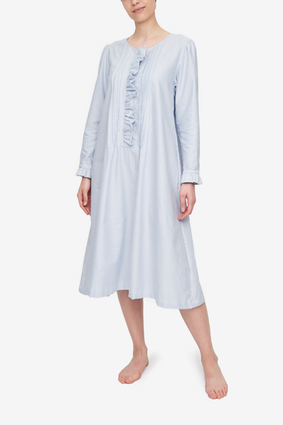 Alexandrine Nightie Blue Oxford Stripe