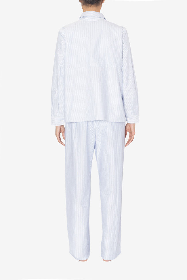 Button Down Top Blue Oxford Stripe