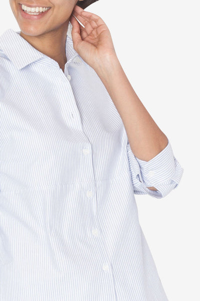 Button Down Top Blue Oxford Stripe