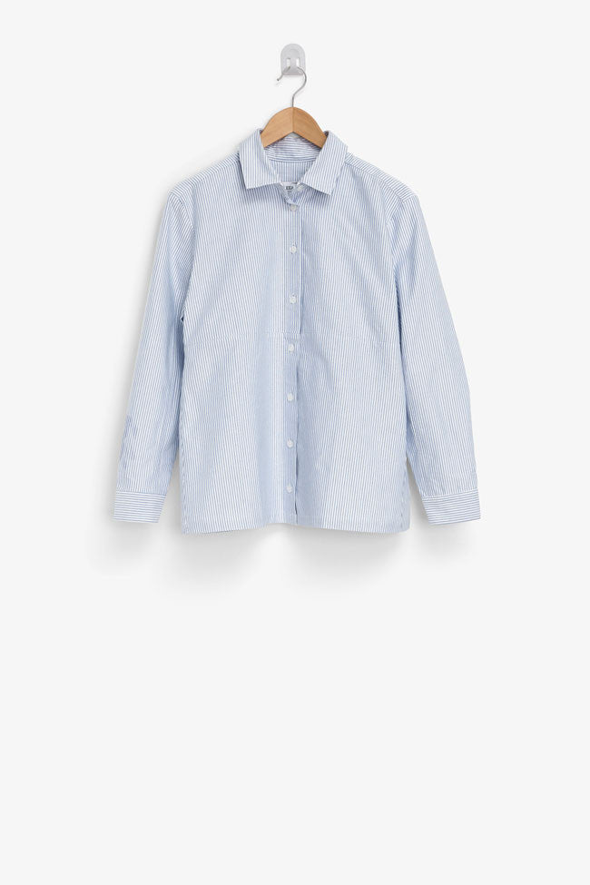 Button Down Top Blue Oxford Stripe