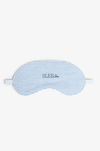 front view unisex Sleep blue oxford stripe cotton eyemask by The Sleep Shirt