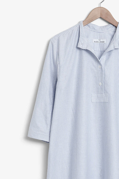 floor length sleep shirt cotton blue oxford stripe by the Sleep Shirt
