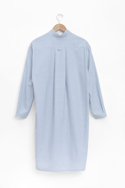 classic long sleep shirt blue oxford stripe cotton by the Sleep Shirt