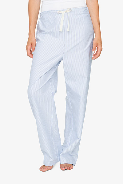 Set - Long Sleeve Shirt and Lounge Pant Blue Oxford Stripe