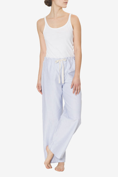 Set - Slip On Top and Lounge Pant Blue Oxford Stripe