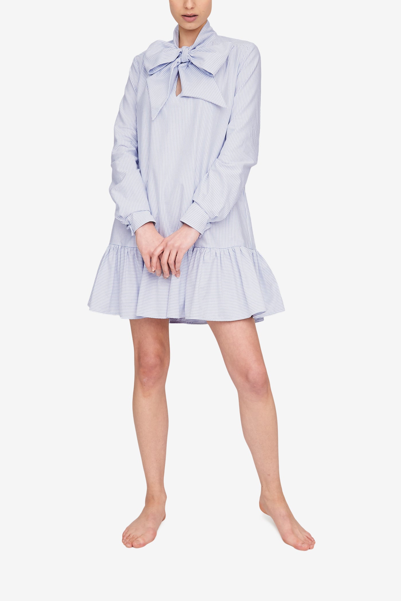 Helena Dress Blue Oxford Stripe