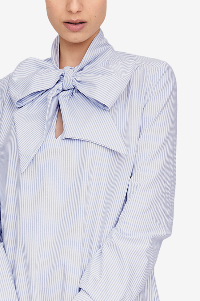 Helena Dress Blue Oxford Stripe