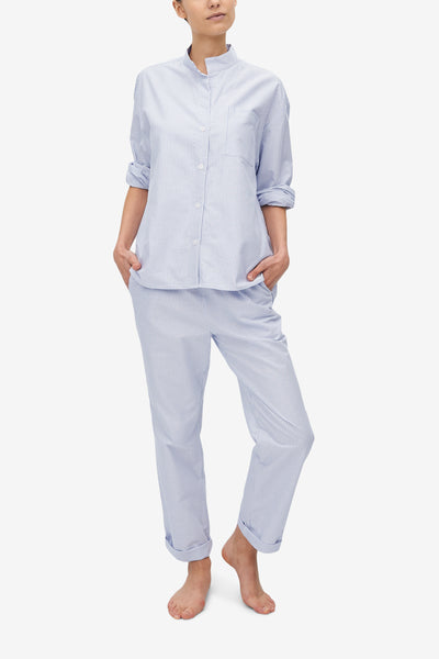 Set - Long Sleeve Shirt and Slash Pocket Pant Blue Oxford Stripe