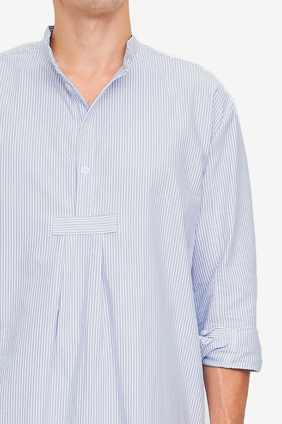 Men's Long Nightshirt Blue Oxford Stripe