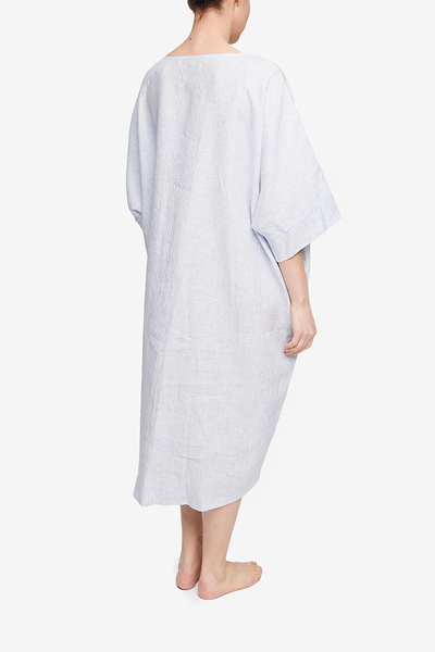 Pocket Kaftan Blue Pinstripe Linen