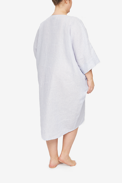 Pocket Kaftan Blue Pinstripe Linen
