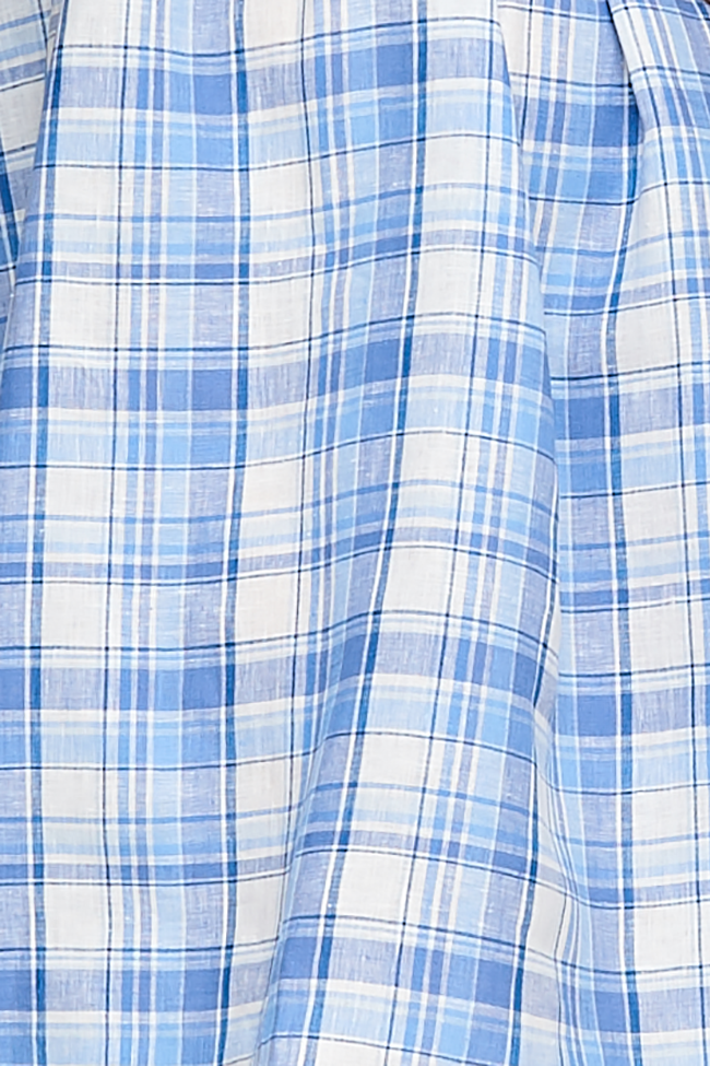 Lounge Pant Blue Plaid Linen