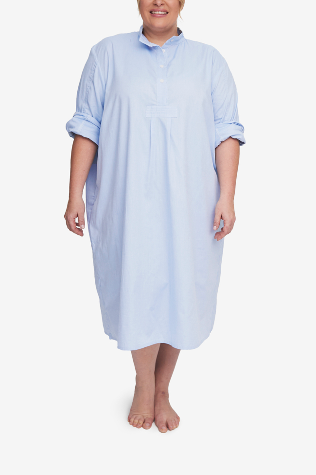 X Plus extended size best-selling classic long sleep shirt blue royal oxford cotton by the Sleep Shirt. 