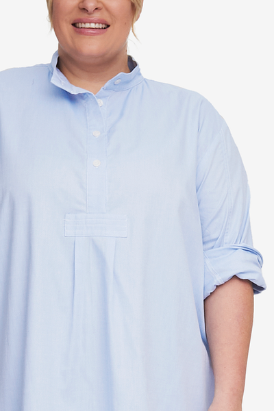 Long Sleep Shirt Blue Royal Oxford Plus