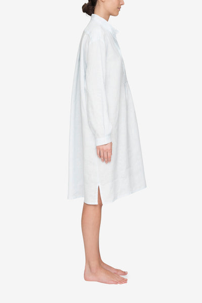 Long Sleep Shirt Blue Stripe Linen