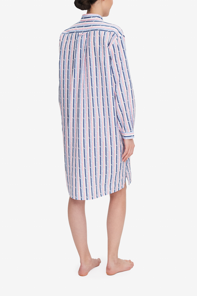 Long Sleep Shirt Blue & Pink Trio Stripe