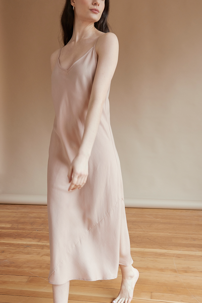 Long Slip Dress Blush Tencel Twill