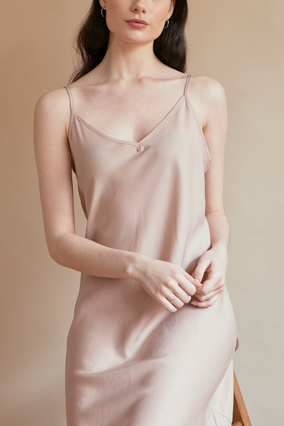 Long Slip Dress Blush Tencel Twill