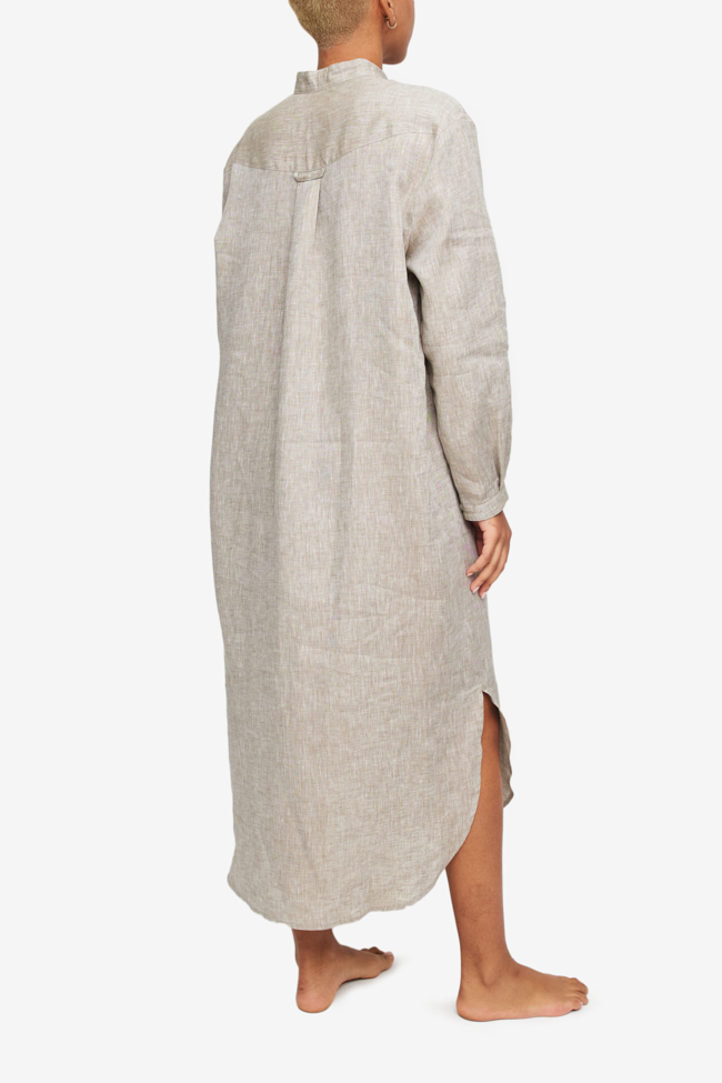 Ankle Length Sleep Shirt Brown Linen