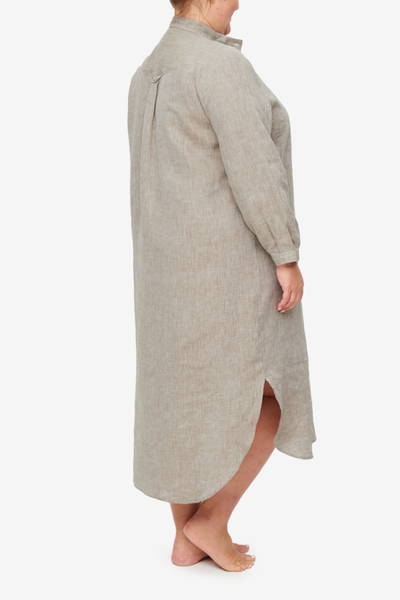 Ankle Length Sleep Shirt Brown Linen