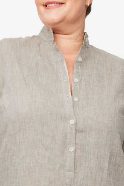 Ankle Length Sleep Shirt Brown Linen