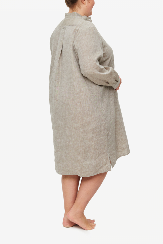 Long Sleep Shirt Brown Linen PLUS