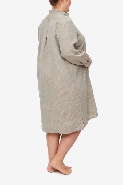 Long Sleep Shirt Brown Linen PLUS
