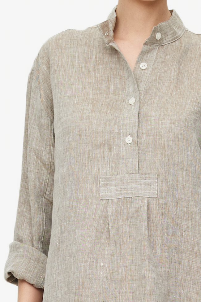 Long Sleep Shirt Brown Linen