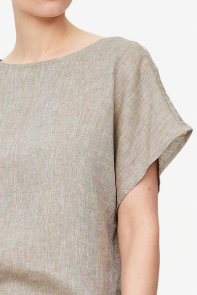 Woven T-Shirt Brown Linen