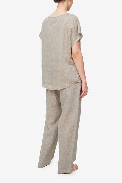 Set - Woven T-Shirt and Lounge Pant Brown Linen