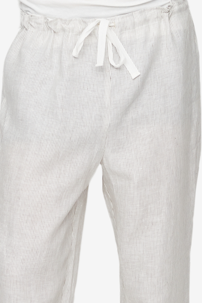 Men's Lounge Pant Brown Pinstripe Linen