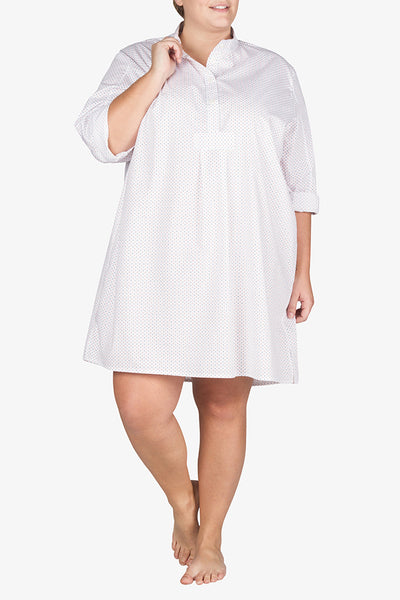 front view plus size short sleep shirt red and blue dot cotton by the Sleep Shirt
