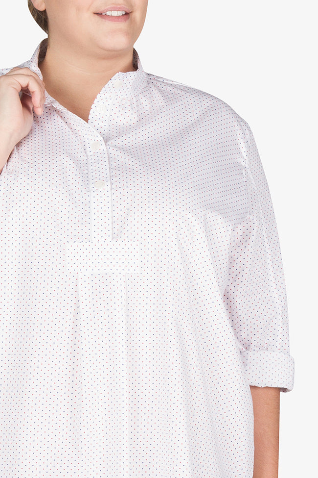Short Sleep Shirt Red and Blue Dot PLUS