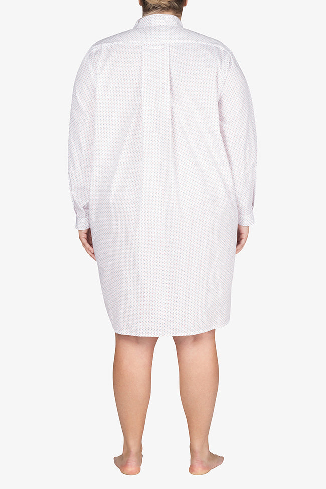 back view plus size short sleep shirt red and blue dot cotton by the Sleep Shirt