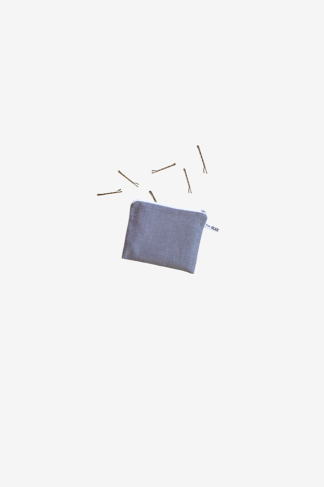 Charcoal Chambray Pouches - Set of 4