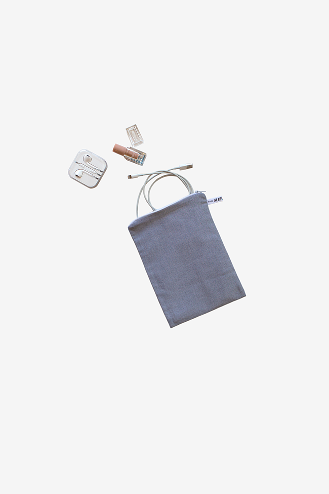 Charcoal Chambray Pouches - Small Set of 2