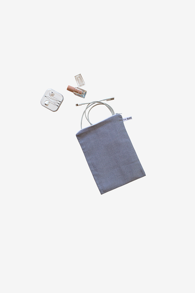 Charcoal Chambray Pouches - Set of 4
