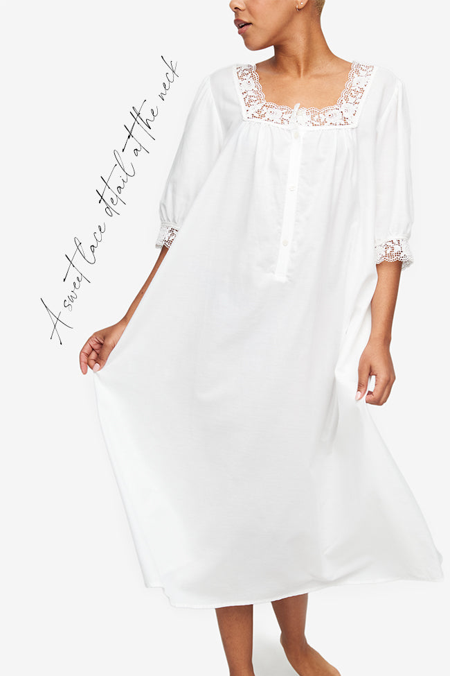 Clementine Nightie Soft White Cotton