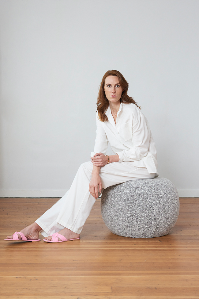 Set - Long Sleeve Shirt and Lounge Pant Cream Cashmere Blend