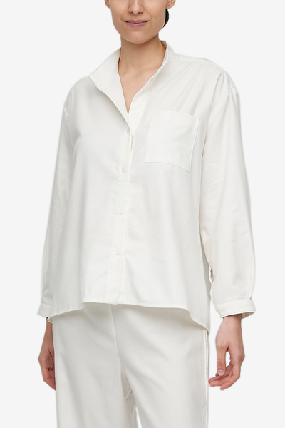 Set - Long Sleeve Shirt and Lounge Pant Cream Cashmere Blend
