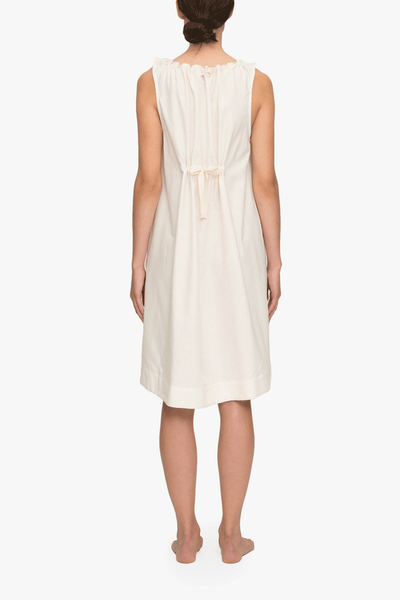 back view sleeveless adjustable neckline nightie nightgown cream herringbone cotton by the Sleep Shirt