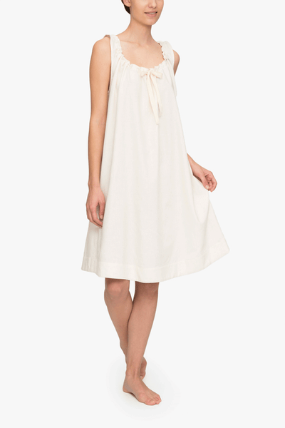 front view sleeveless adjustable neckline nightie nightgown cream herringbone cotton by the Sleep Shirt