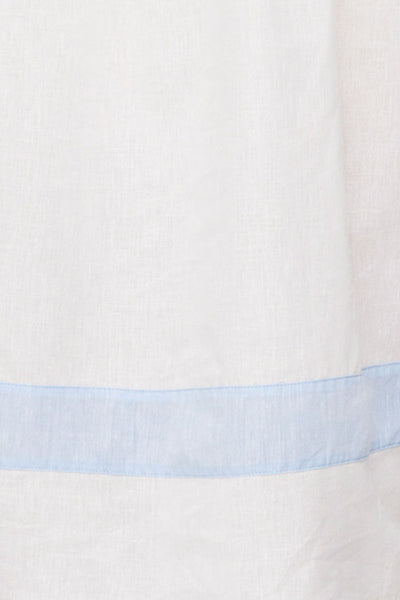 Short Sleep Shirt Cream with Blue Linen Blend Contrast