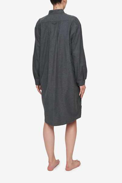 Long Sleep Shirt Dark Grey Brushed Cotton