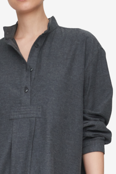 Long Sleep Shirt Dark Grey Brushed Cotton