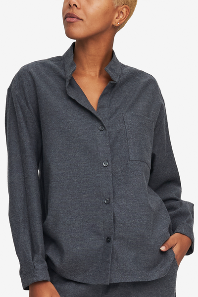 Set - Long Sleeve Shirt and Slash Pocket Pant Dark Grey Brushed Cotton