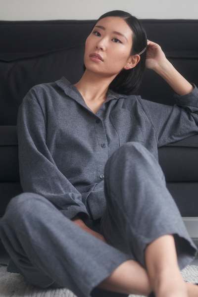 Slash Pocket Pant Dark Grey Brushed Cotton
