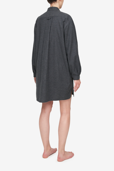 Short Sleep Shirt Dark Grey Brushed Cotton