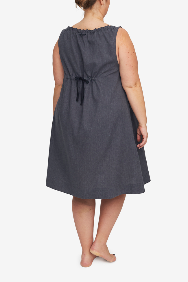 Sleeveless Nightie Dark Grey Herringbone PLUS